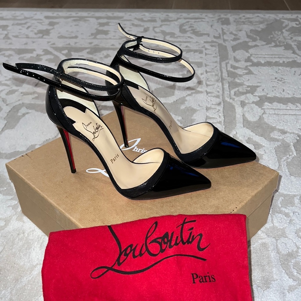 Uptown double 100 patent/suede Christian Louboutin heels